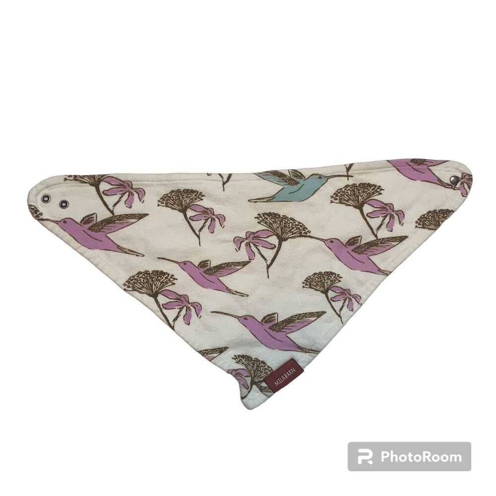 Milkbarn Hummingbird Kerchief Bib Baby Snap Button